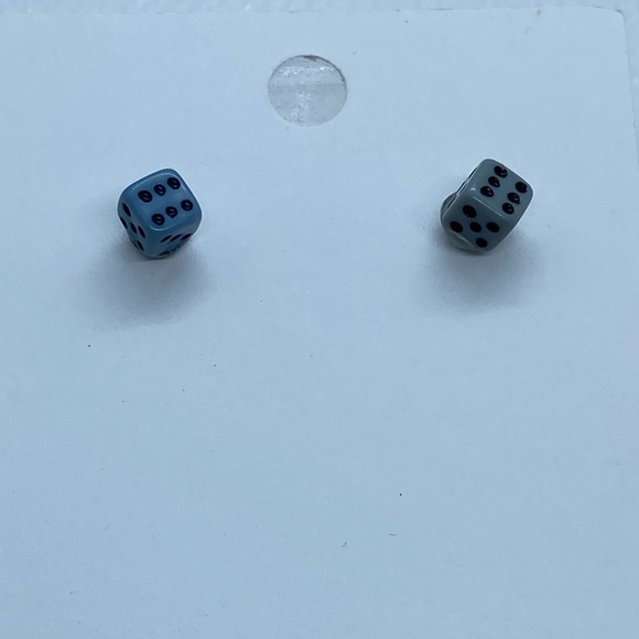 Gray Mini Dice Earrings Handmade - Picture 2 of 5